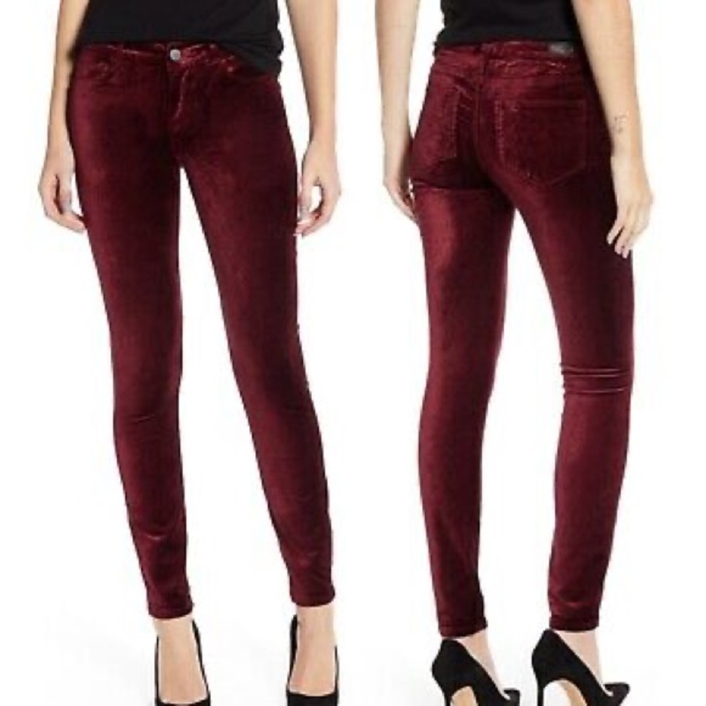 PAIGE Burgundy Wine Velvet Verdugo Ankle Pants